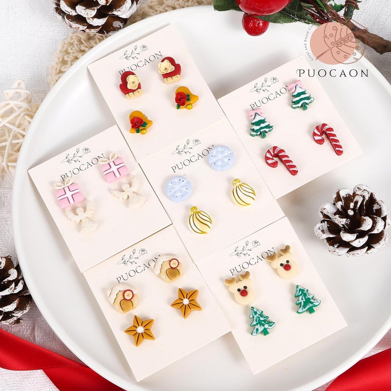 Puocaon Christmas Polymer Clay Cutters - 23 Pcs Christmas Stuff Polymer Clay Cutters for Jewelry Earrings Xmas Tree Ornament Bow Santa Claus Bell Deer Swirl Candy Cane - Image 2